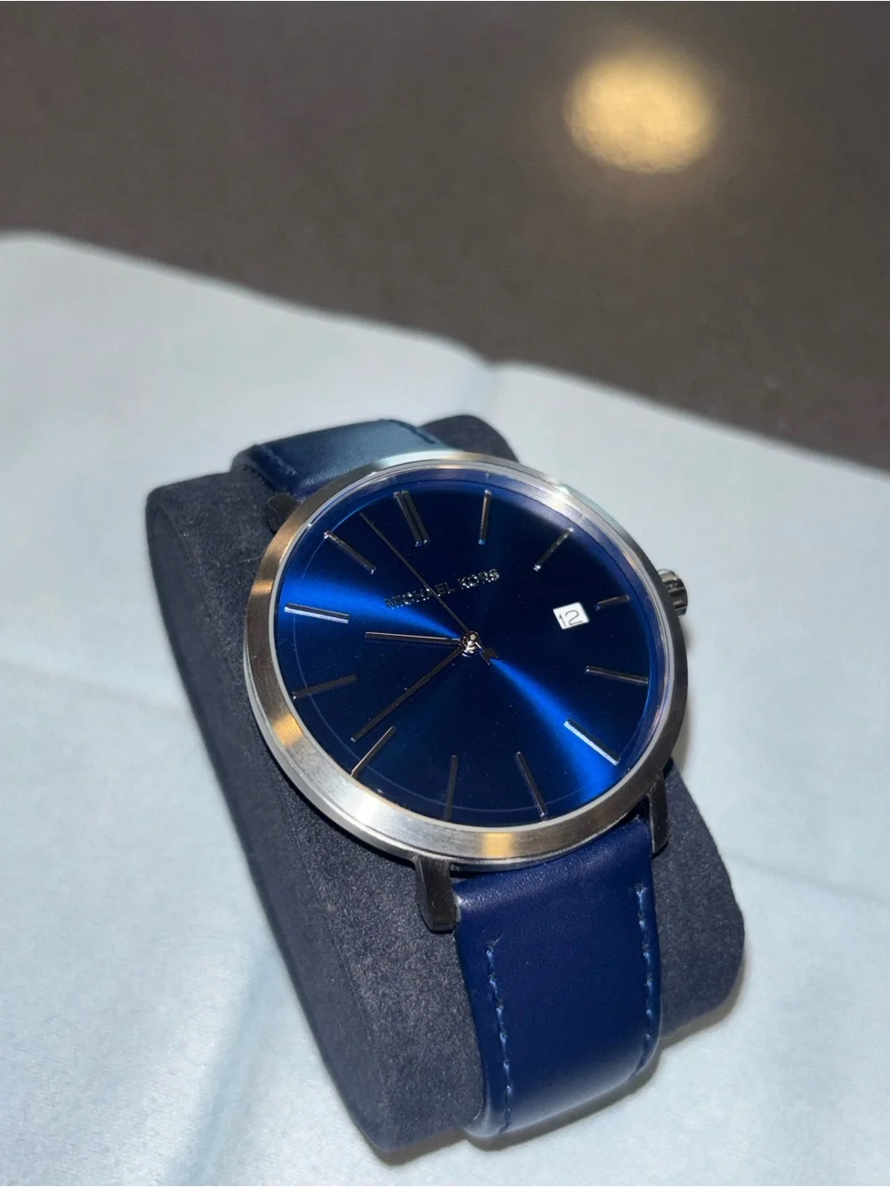 Michael Kors Blue watch - Leather Strap with Silver Case